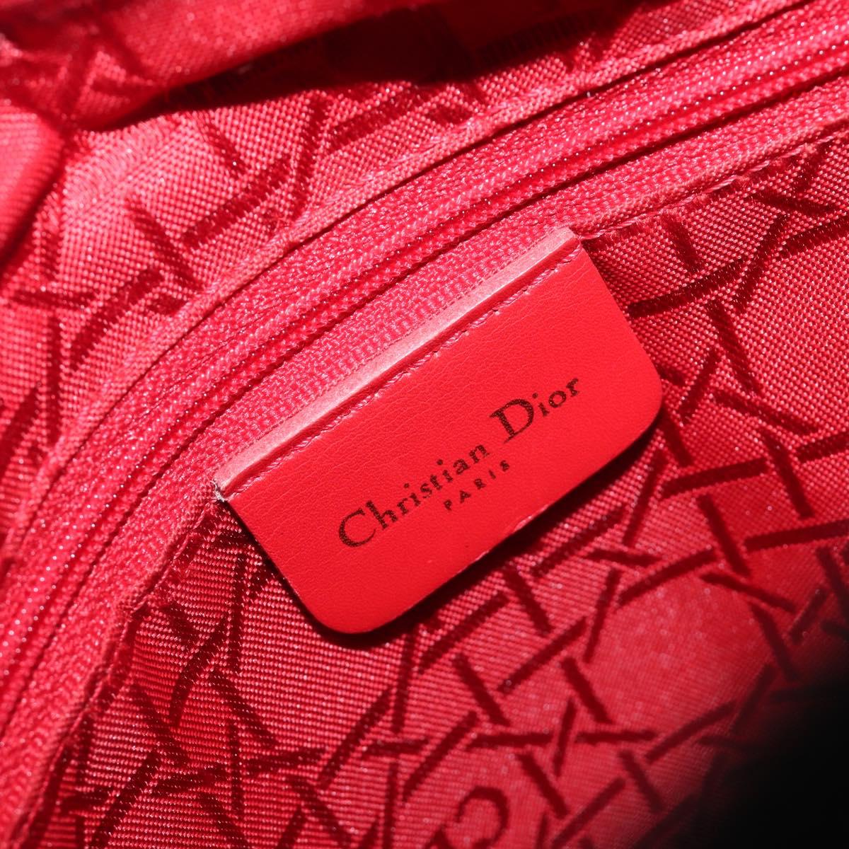 Christian Dior Lady Dior Canage Hand Bag Nylon Black Gold Tone Auth gh2376V