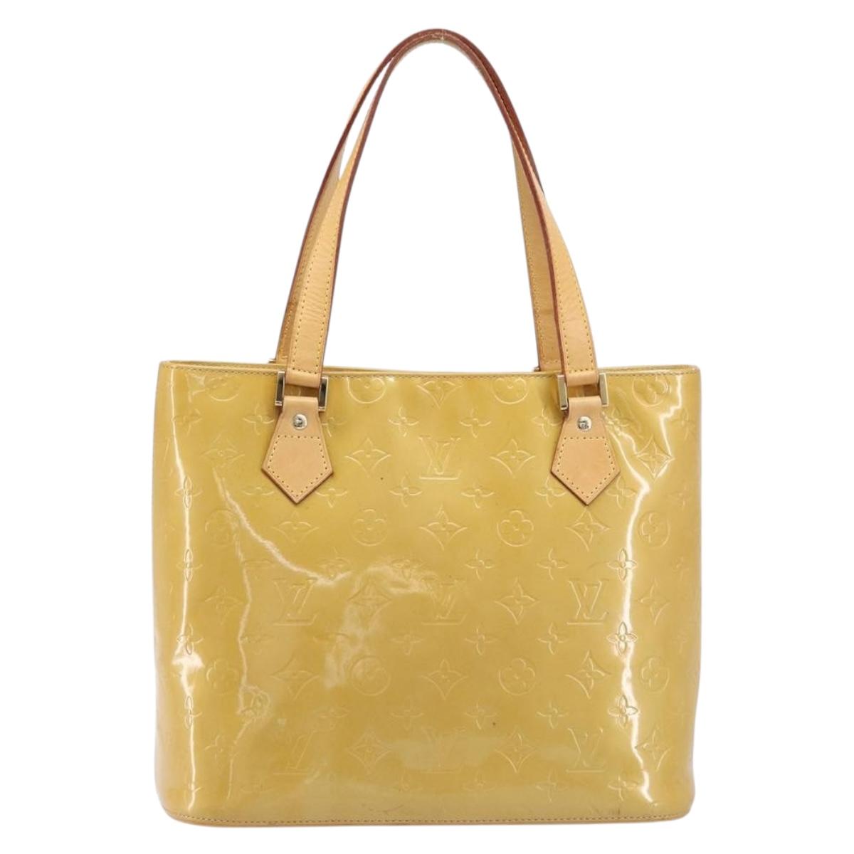 LOUIS VUITTON Monogram Vernis Houston Hand Bag Beige M91004 LV Auth gh2378
