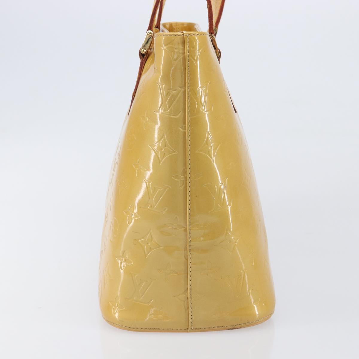 LOUIS VUITTON Monogram Vernis Houston Hand Bag Beige M91004 LV Auth gh2378