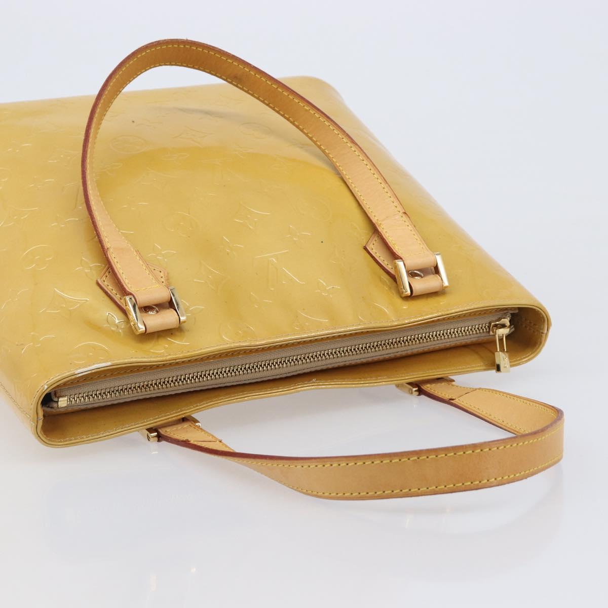 LOUIS VUITTON Monogram Vernis Houston Hand Bag Beige M91004 LV Auth gh2378