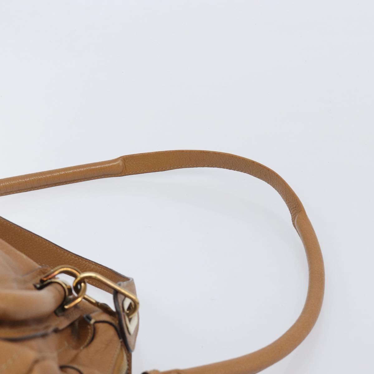Chloe Paraty Hand Bag Leather 2way Beige Gold Tone Auth gh2379