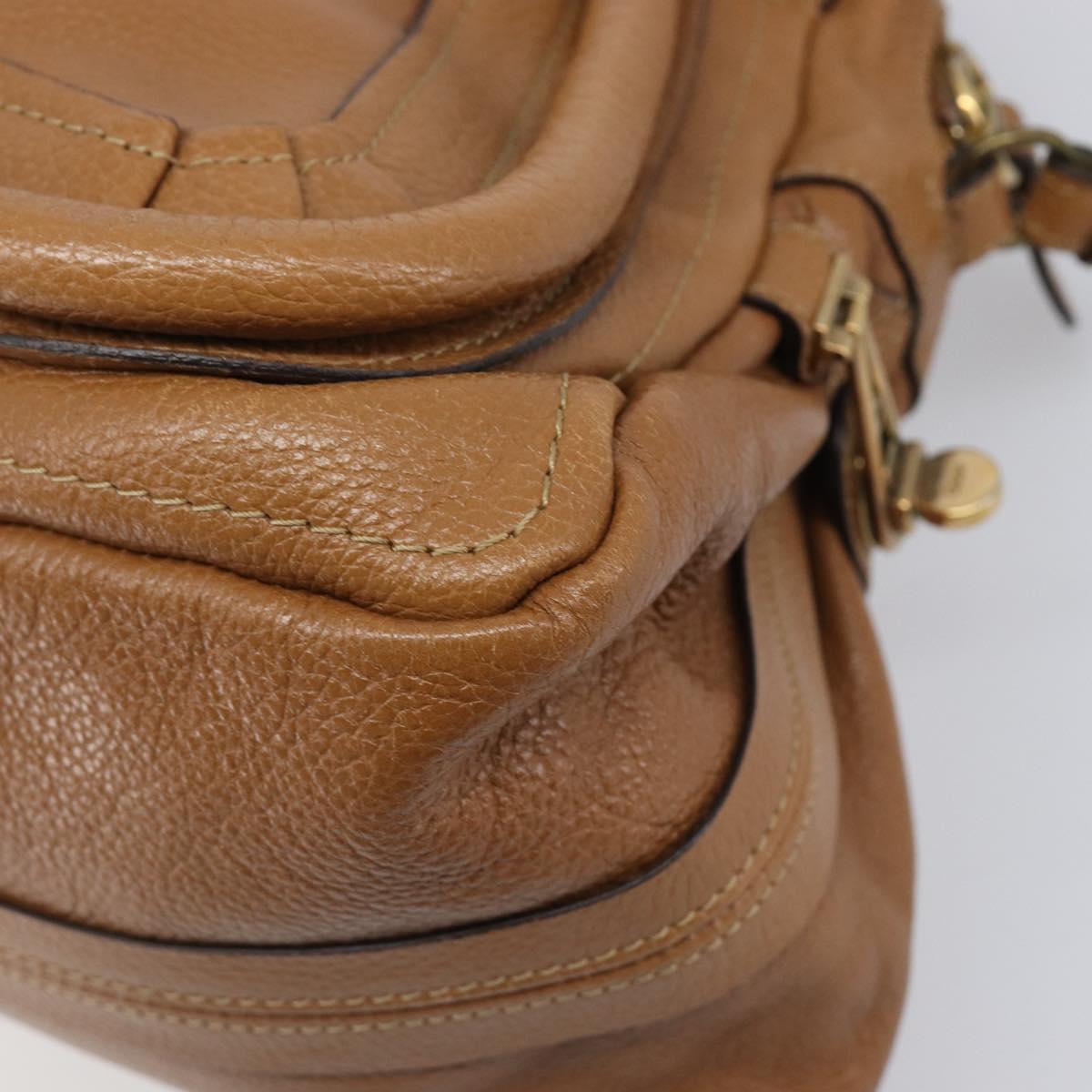 Chloe Paraty Hand Bag Leather 2way Beige Gold Tone Auth gh2379