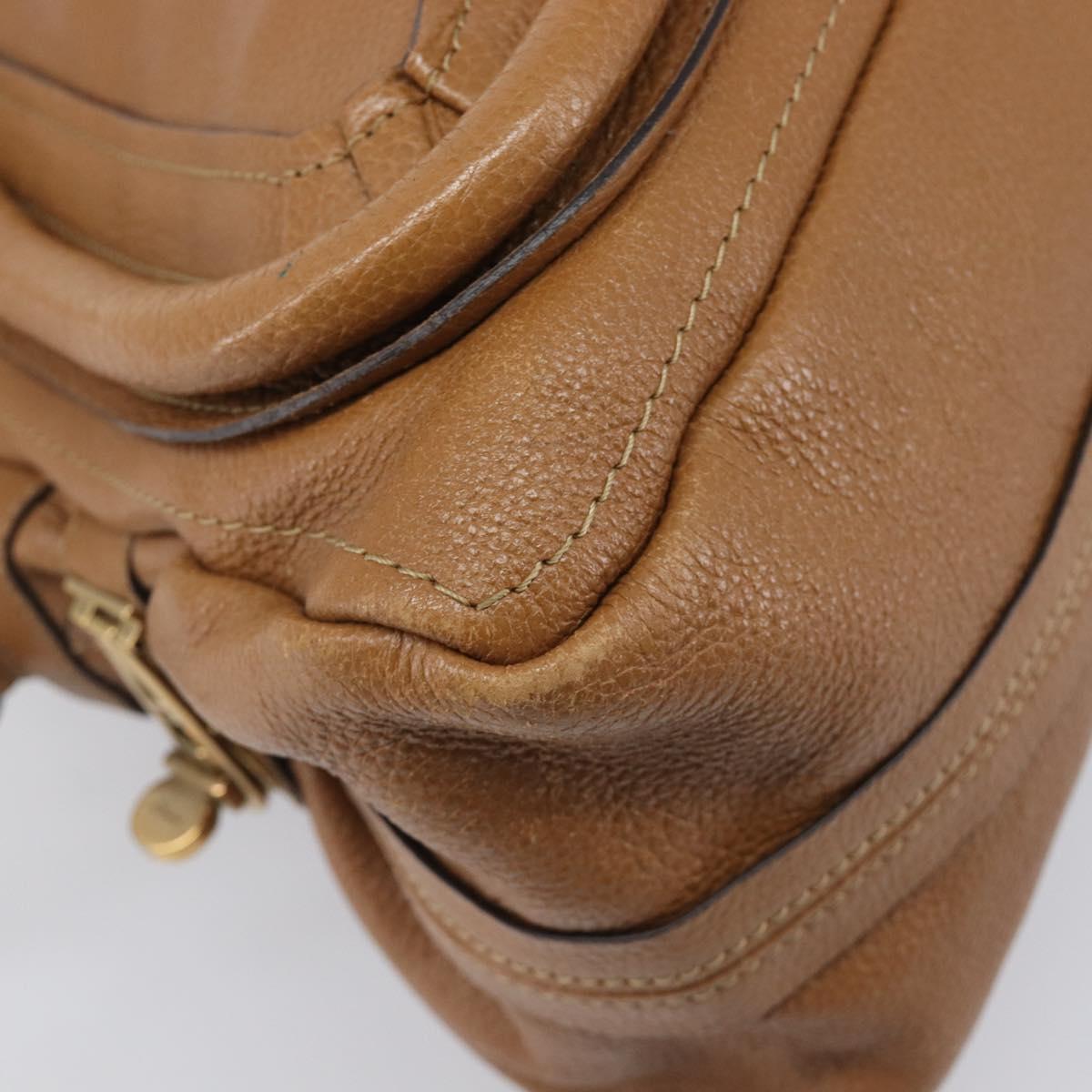 Chloe Paraty Hand Bag Leather 2way Beige Gold Tone Auth gh2379