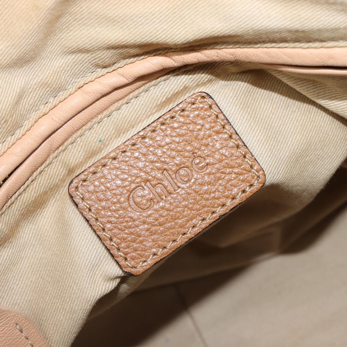 Chloe Paraty Hand Bag Leather 2way Beige Gold Tone Auth gh2379