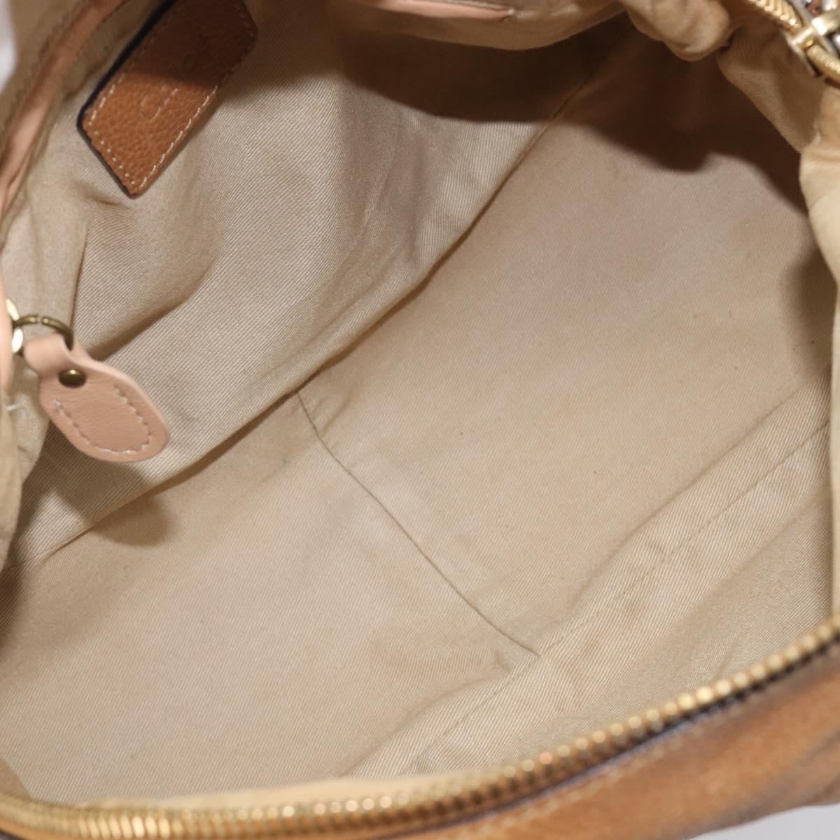 Chloe Paraty Hand Bag Leather 2way Beige Gold Tone Auth gh2379