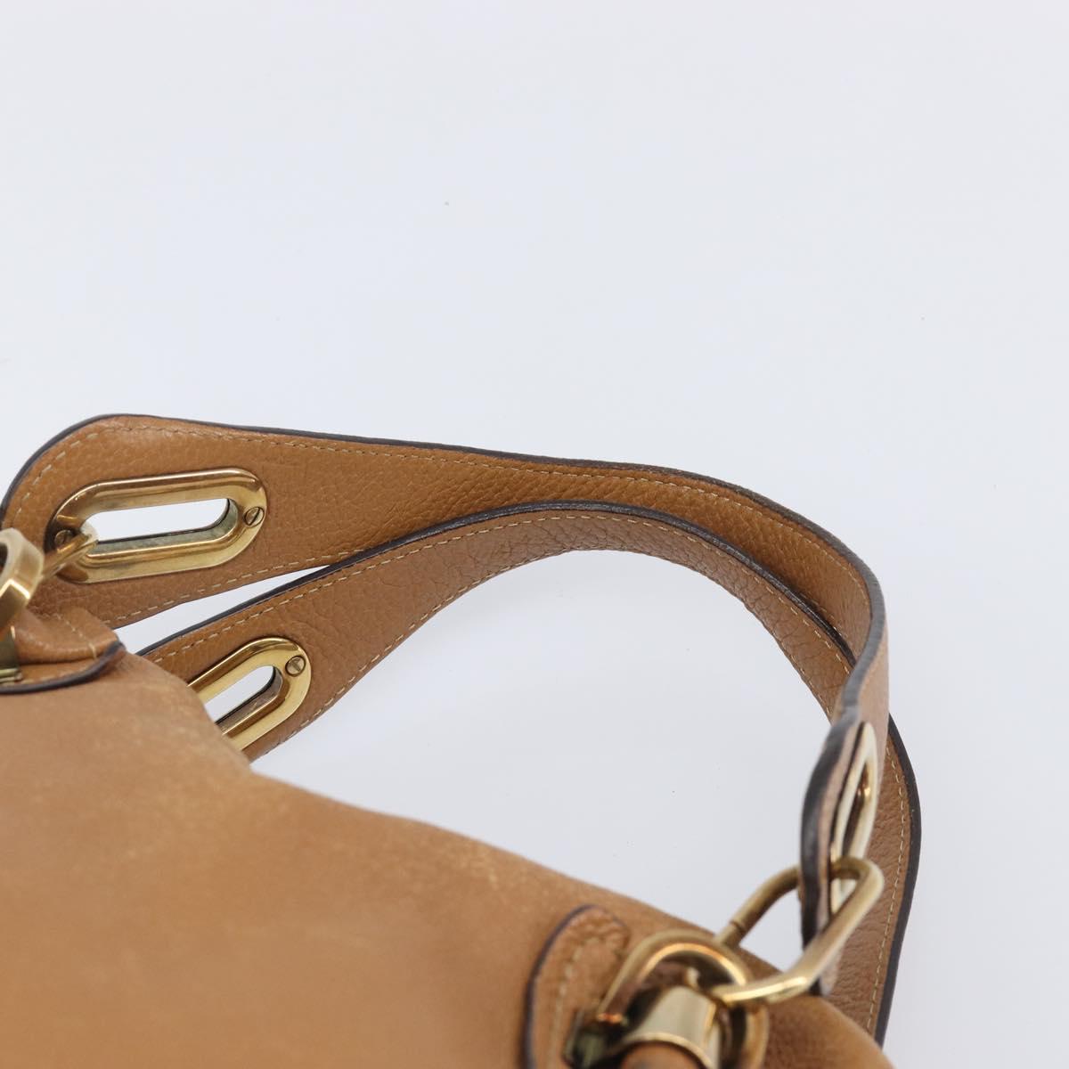 Chloe Paraty Hand Bag Leather 2way Beige Gold Tone Auth gh2379
