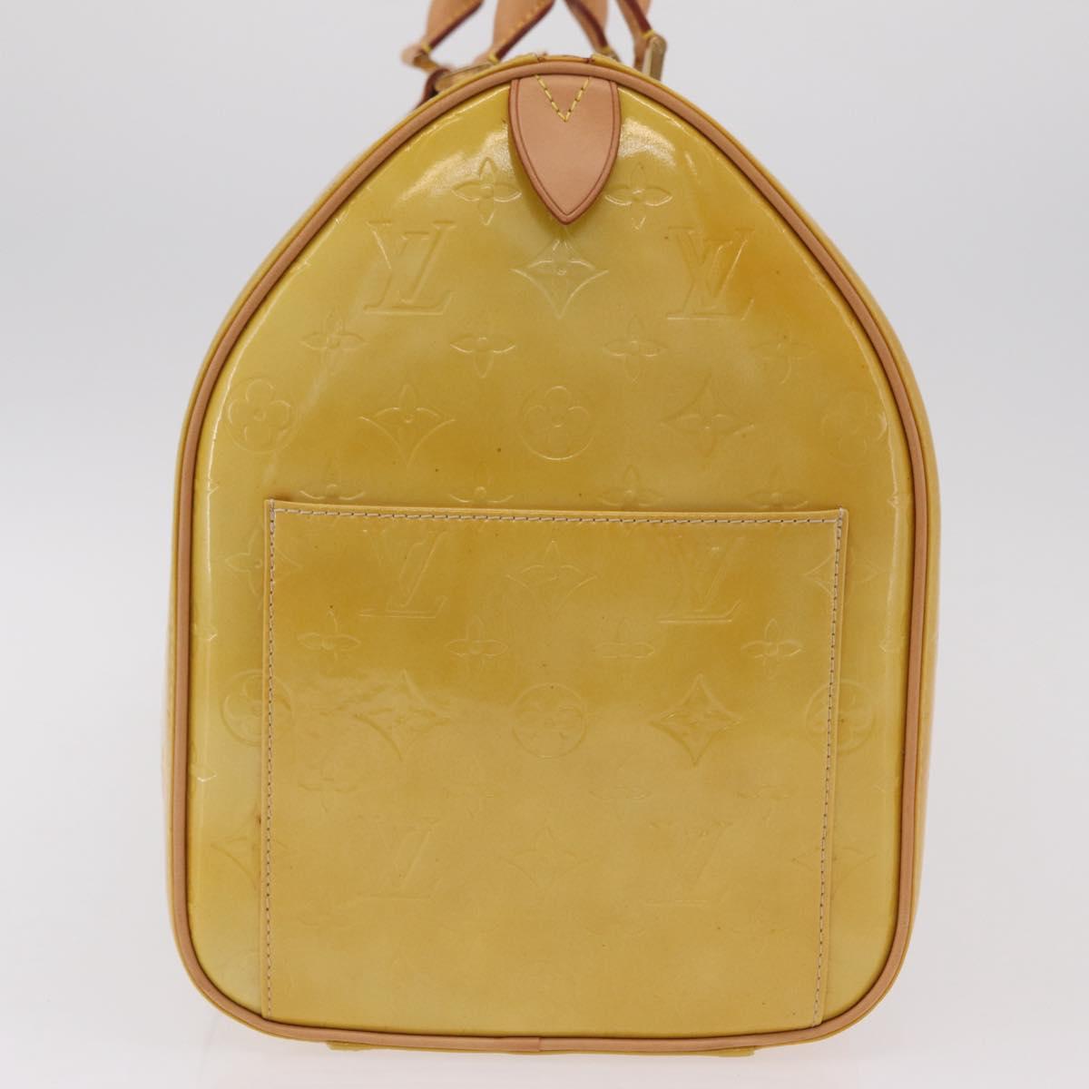 LOUIS VUITTON Monogram Vernis Mercer Boston Bag Beige M91000 LV Auth gh2380