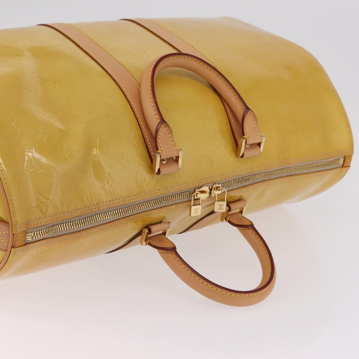 LOUIS VUITTON Monogram Vernis Mercer Boston Bag Beige M91000 LV Auth gh2380