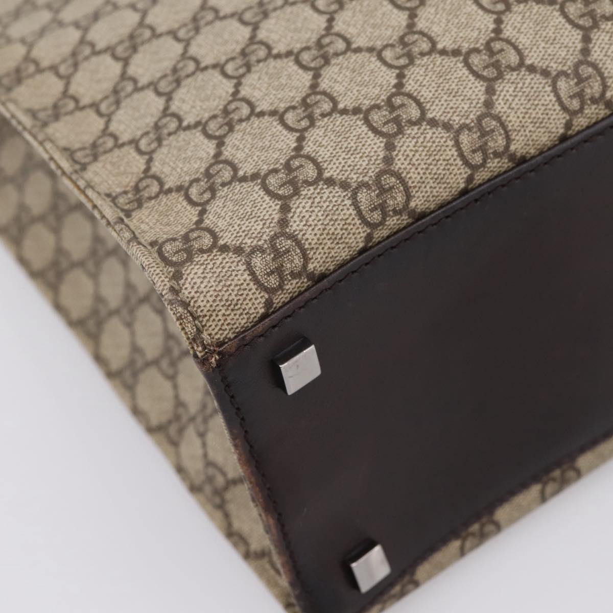 GUCCI GG Supreme Tote Bag PVC Beige Silver 91250 Auth gh2381