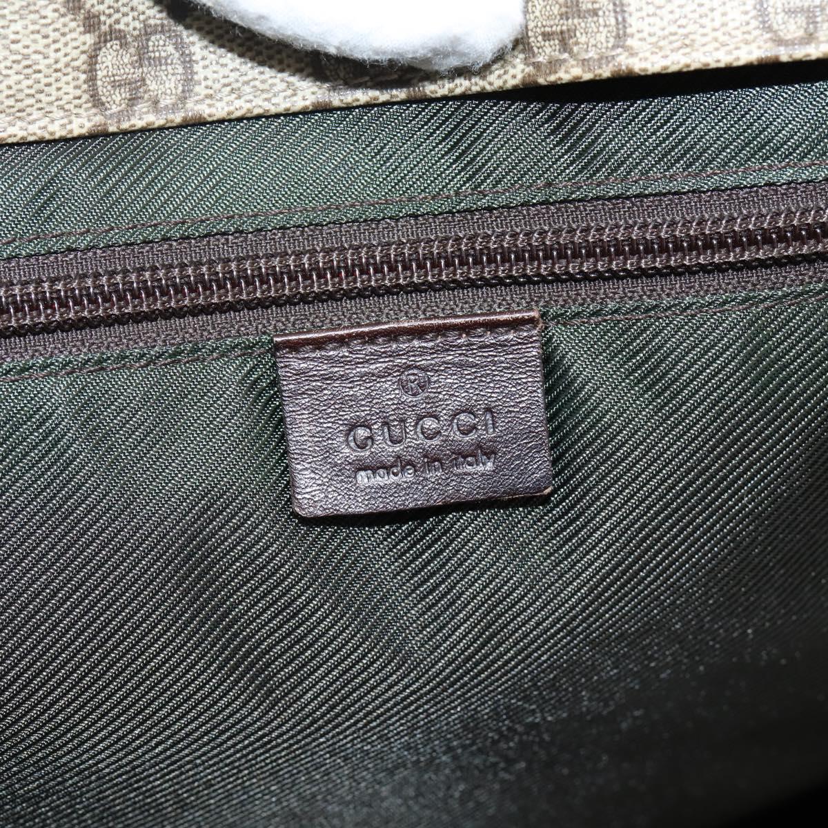 GUCCI GG Supreme Tote Bag PVC Beige Silver 91250 Auth gh2381