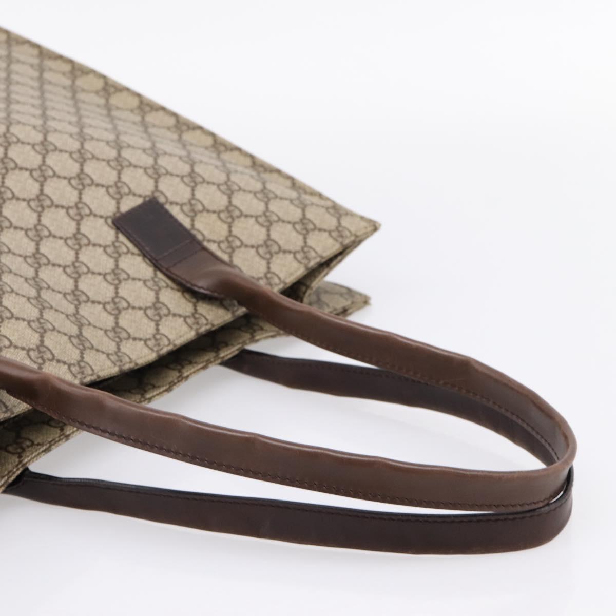 GUCCI GG Supreme Tote Bag PVC Beige Silver 91250 Auth gh2381