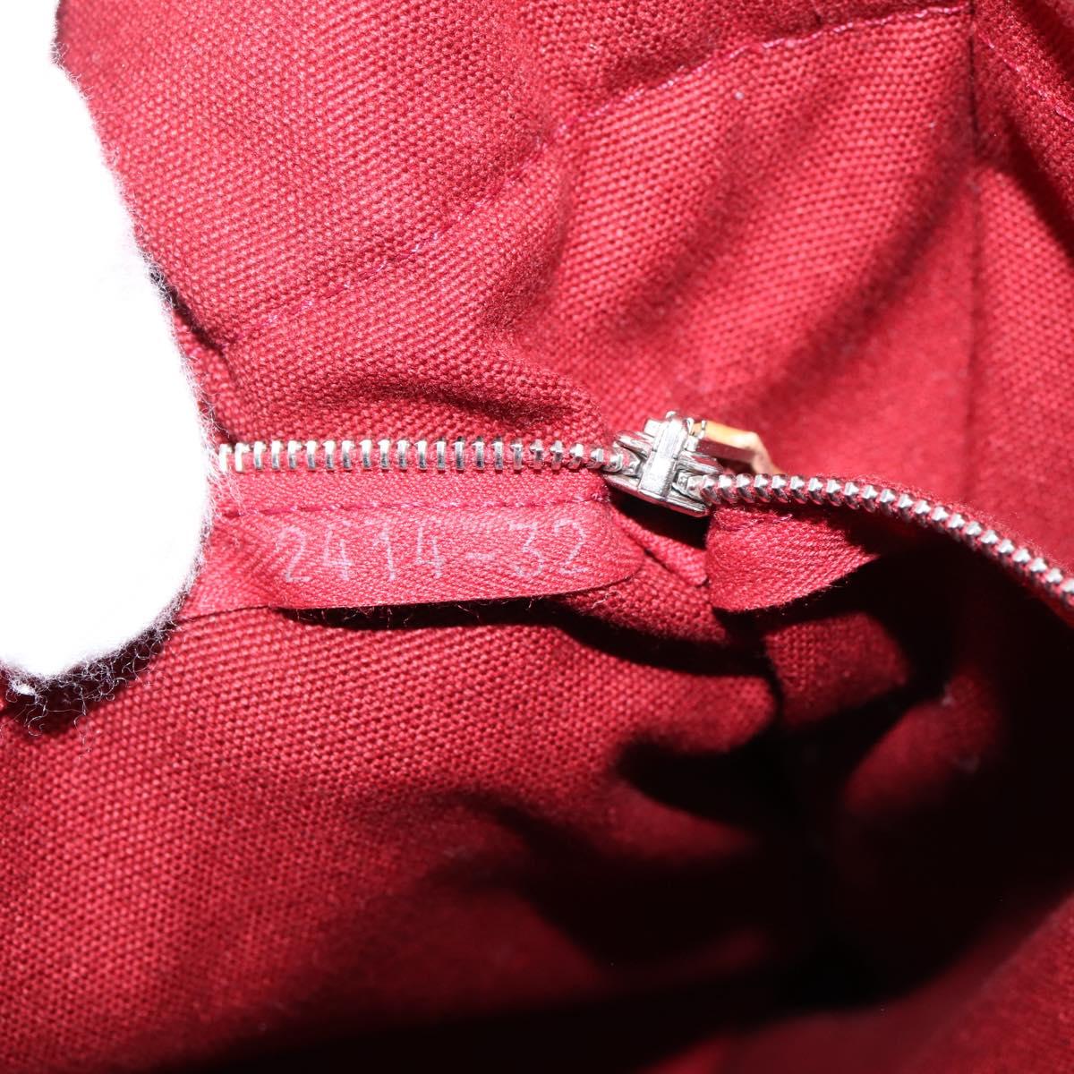 HERMES Fourre Tout MM Hand Bag Canvas Red Silver Auth gh2382