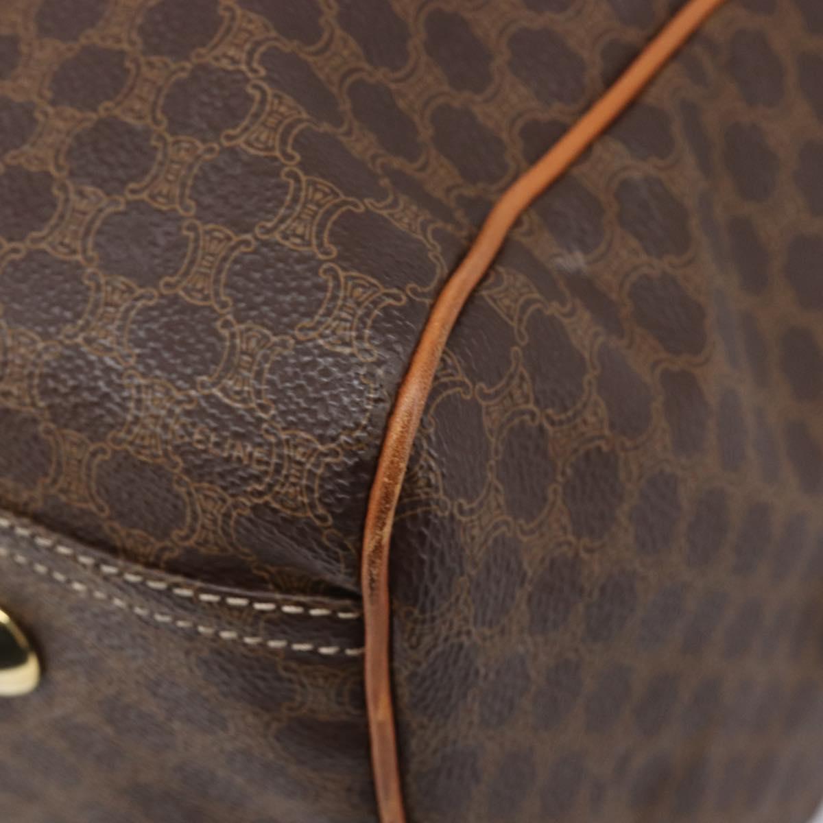 CELINE Macadam Boston Bag PVC Brown Gold Tone Auth gh2383A
