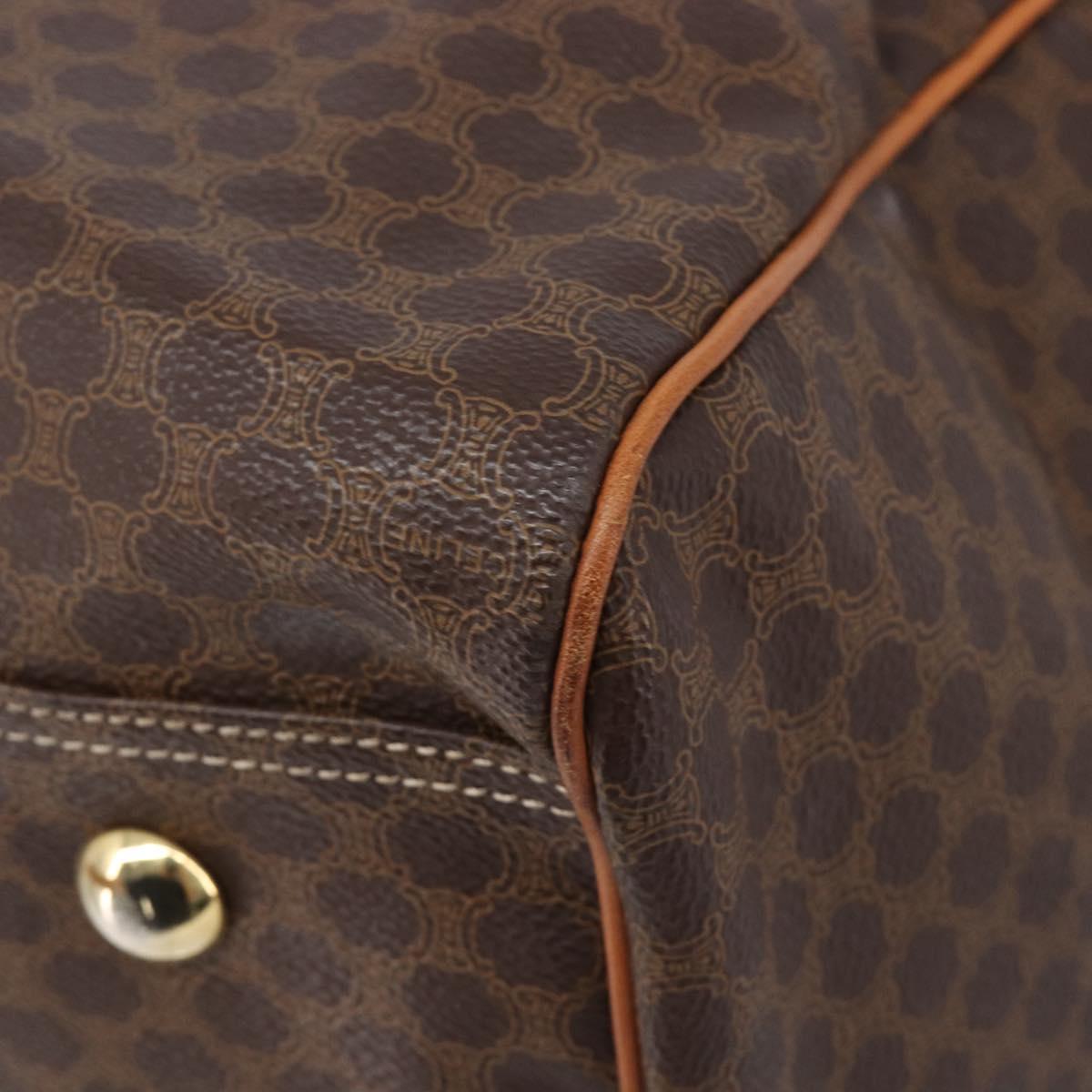 CELINE Macadam Boston Bag PVC Brown Gold Tone Auth gh2383A