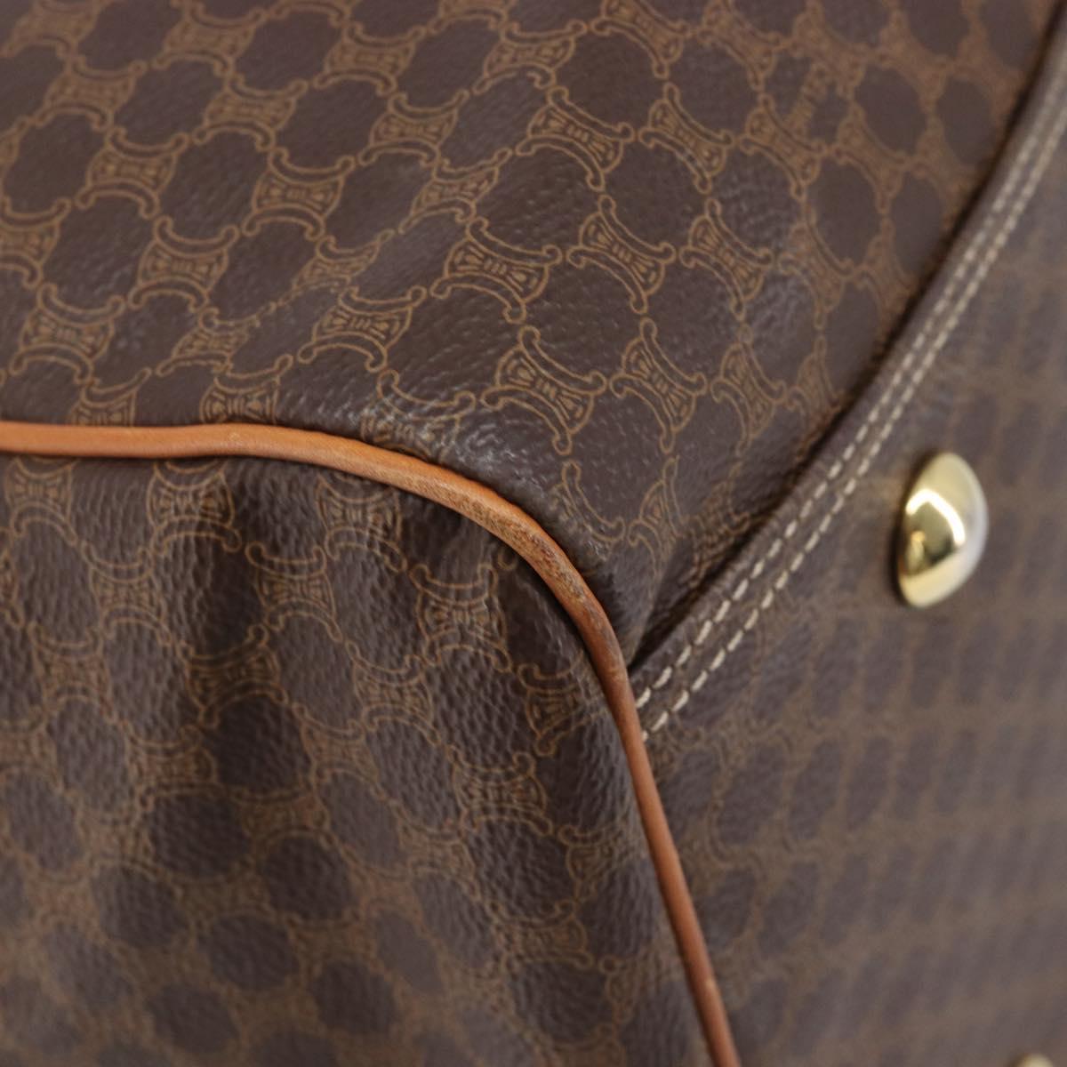 CELINE Macadam Boston Bag PVC Brown Gold Tone Auth gh2383A