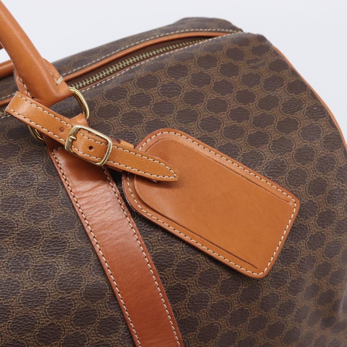 CELINE Macadam Boston Bag PVC Brown Gold Tone Auth gh2383A