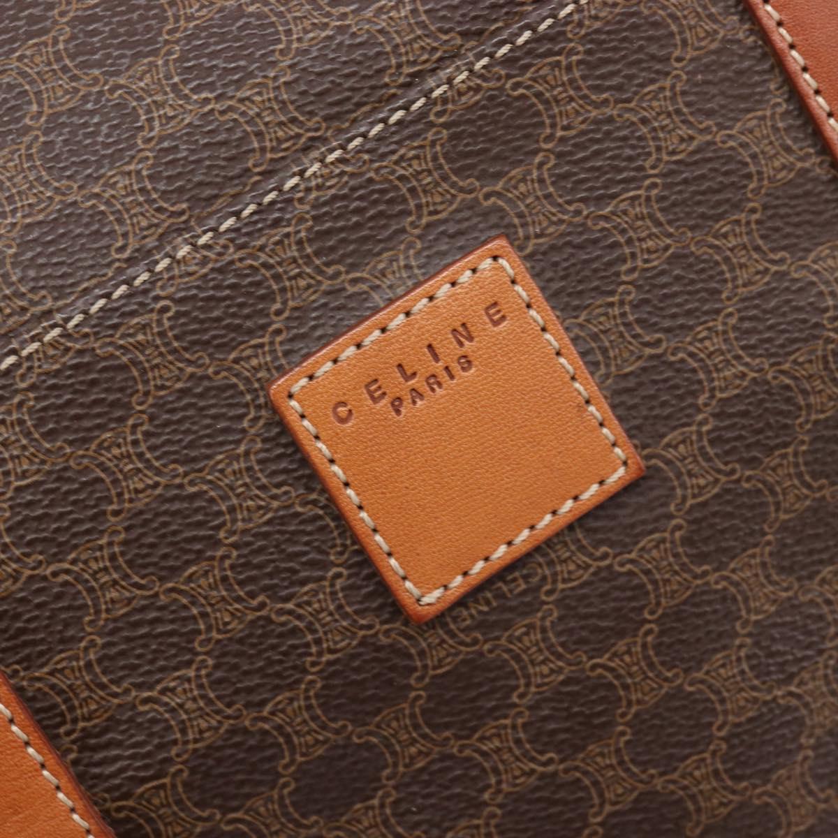 CELINE Macadam Boston Bag PVC Brown Gold Tone Auth gh2383A