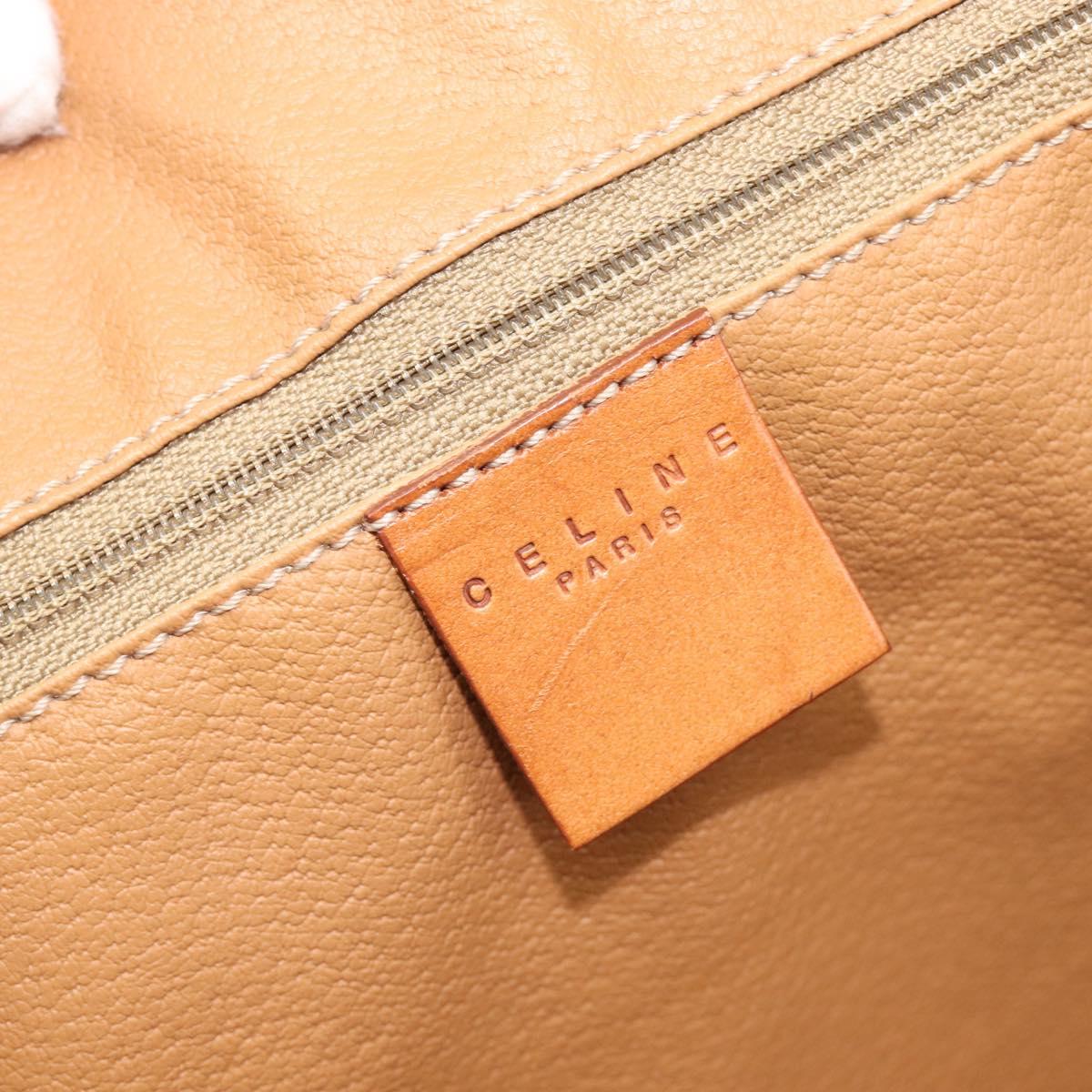 CELINE Macadam Boston Bag PVC Brown Gold Tone Auth gh2383A