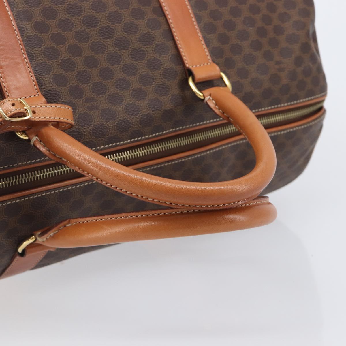 CELINE Macadam Boston Bag PVC Brown Gold Tone Auth gh2383A