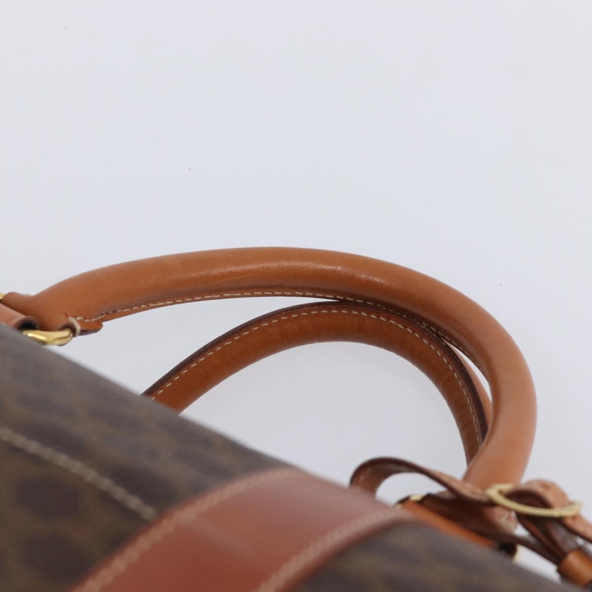 CELINE Macadam Boston Bag PVC Brown Gold Tone Auth gh2383A