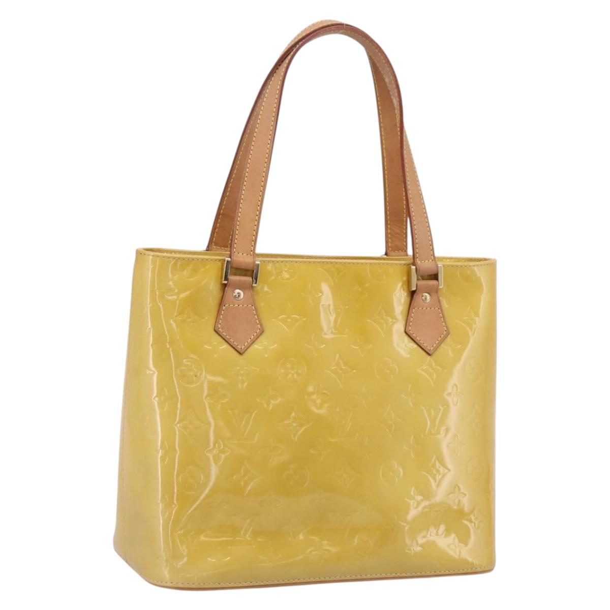 LOUIS VUITTON Monogram Vernis Houston Hand Bag Beige M91004 LV Auth gh2385