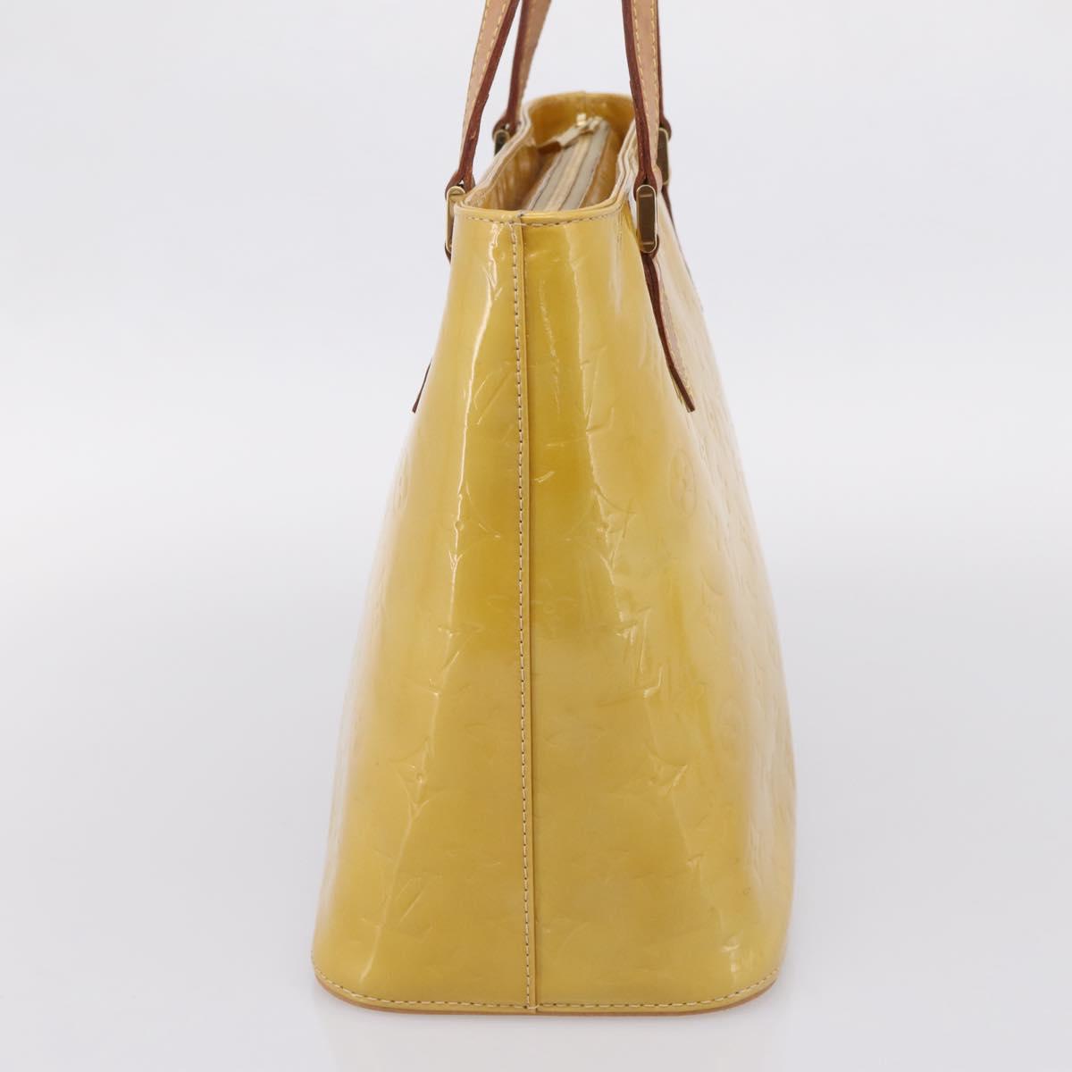 LOUIS VUITTON Monogram Vernis Houston Hand Bag Beige M91004 LV Auth gh2385