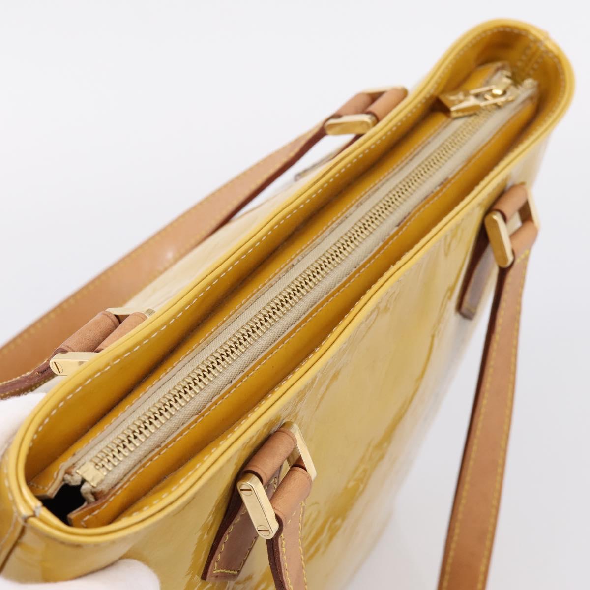 LOUIS VUITTON Monogram Vernis Houston Hand Bag Beige M91004 LV Auth gh2385