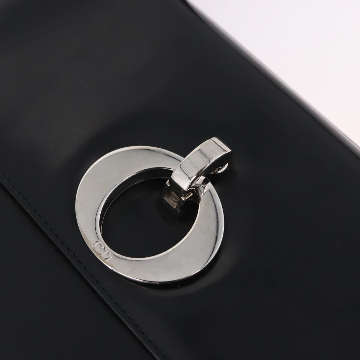 Christian Dior Shoulder Bag Patent Black Silver Auth gh2387