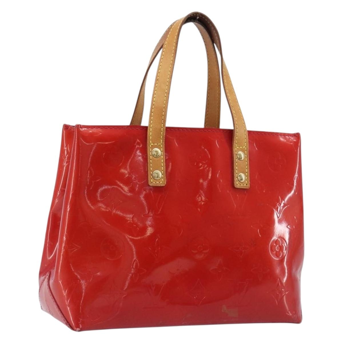 LOUIS VUITTON Monogram Vernis Reade PM Hand Bag Rouge M91088 LV Auth gh2388