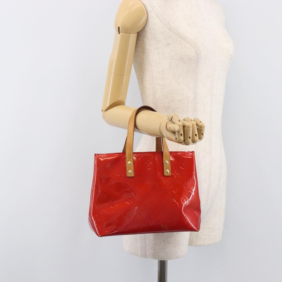 LOUIS VUITTON Monogram Vernis Reade PM Hand Bag Rouge M91088 LV Auth gh2388