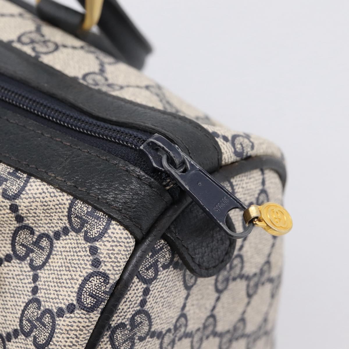 GUCCI GG Supreme Sherry Line Hand Bag PVC Navy Gold Tone 40 3842 Auth gh2396