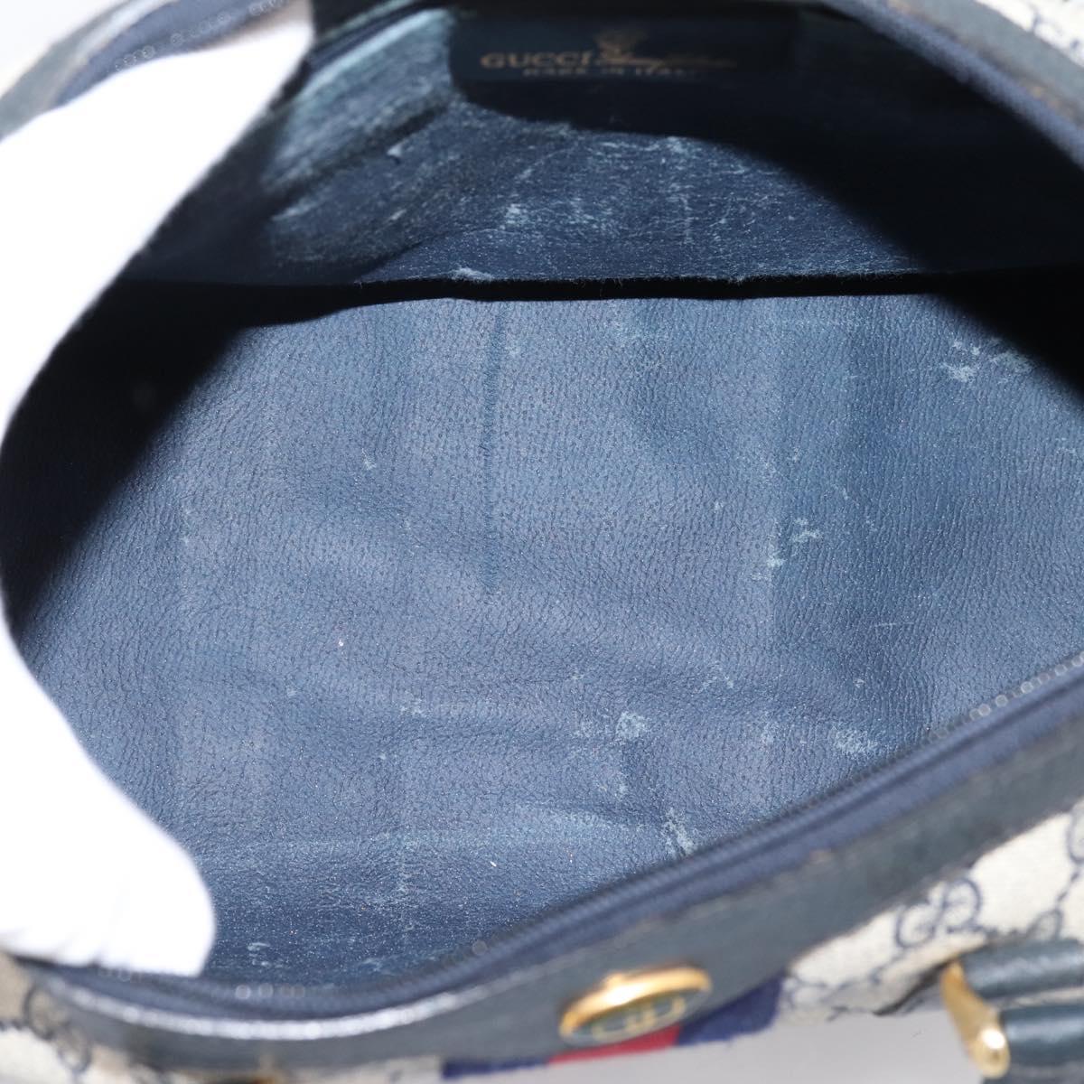 GUCCI GG Supreme Sherry Line Hand Bag PVC Navy Gold Tone 40 3842 Auth gh2396