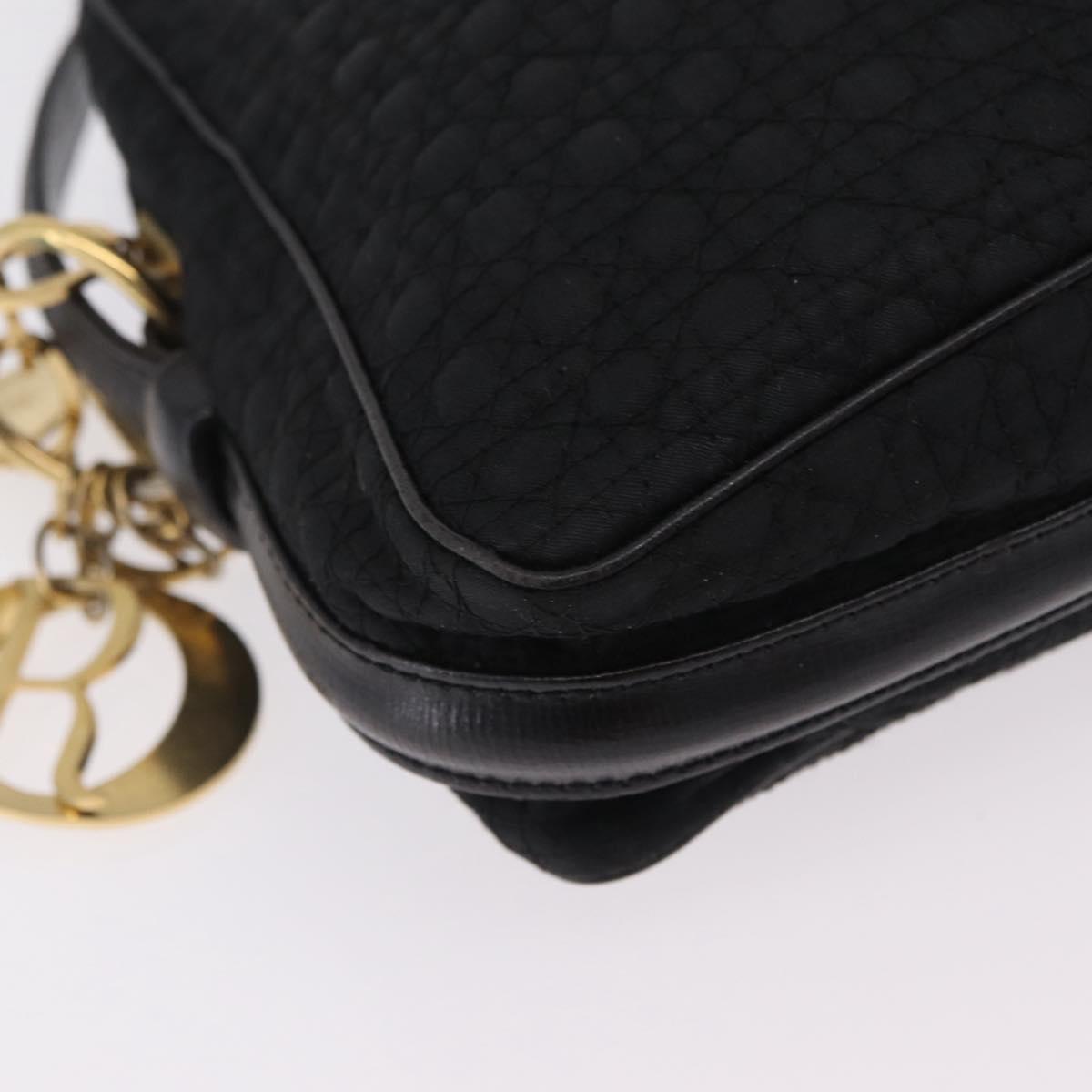 Christian Dior Canage Shoulder Bag Nylon Black Gold Tone Auth gh2397