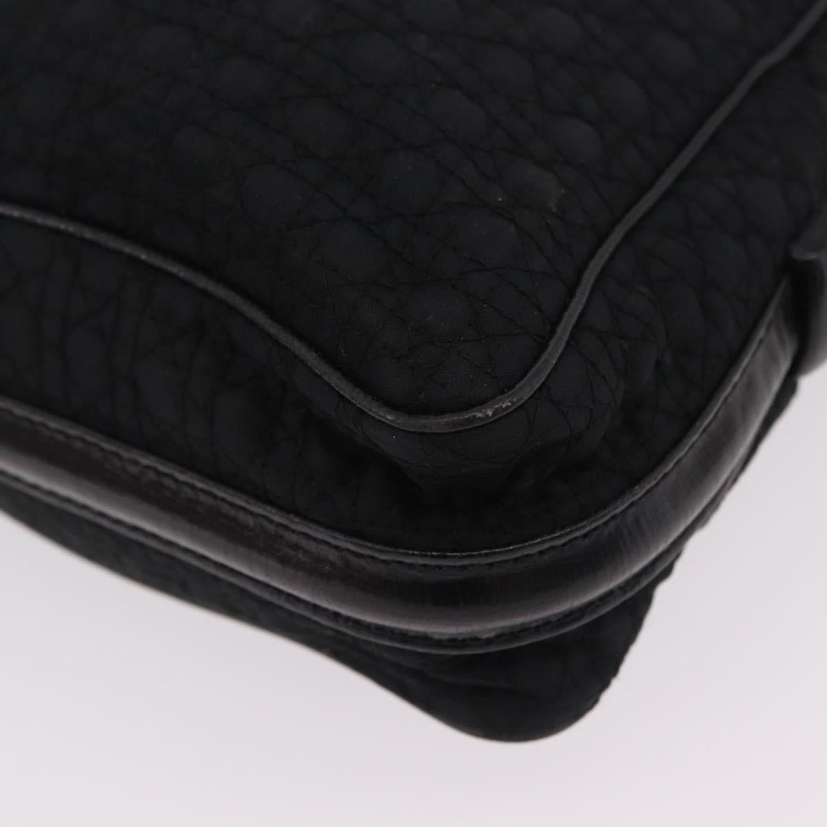 Christian Dior Canage Shoulder Bag Nylon Black Gold Tone Auth gh2397