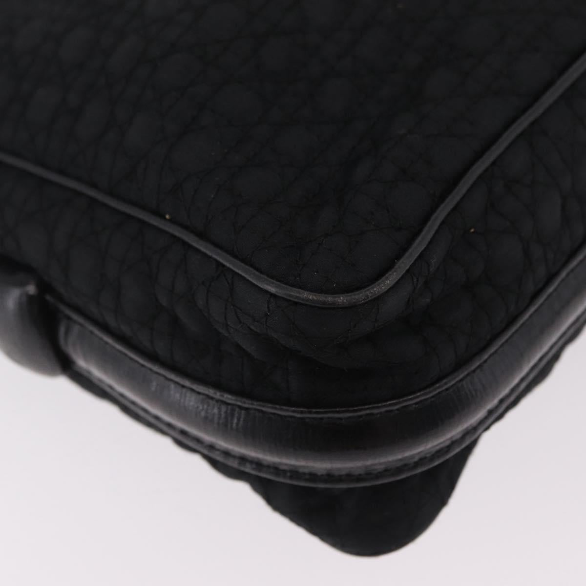 Christian Dior Canage Shoulder Bag Nylon Black Gold Tone Auth gh2397