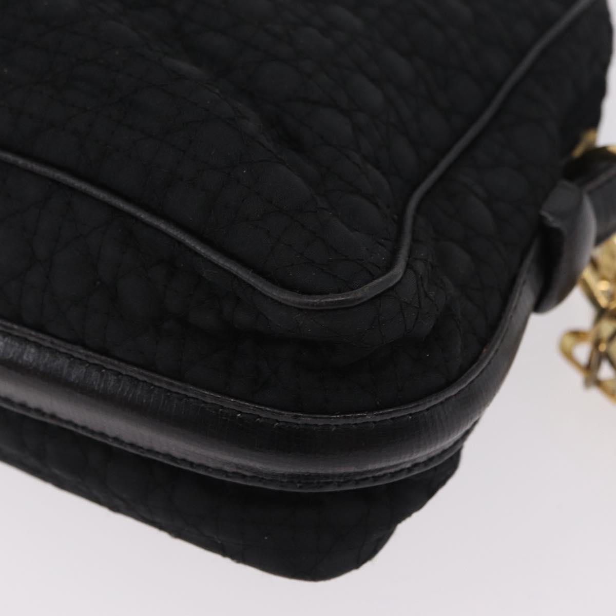 Christian Dior Canage Shoulder Bag Nylon Black Gold Tone Auth gh2397