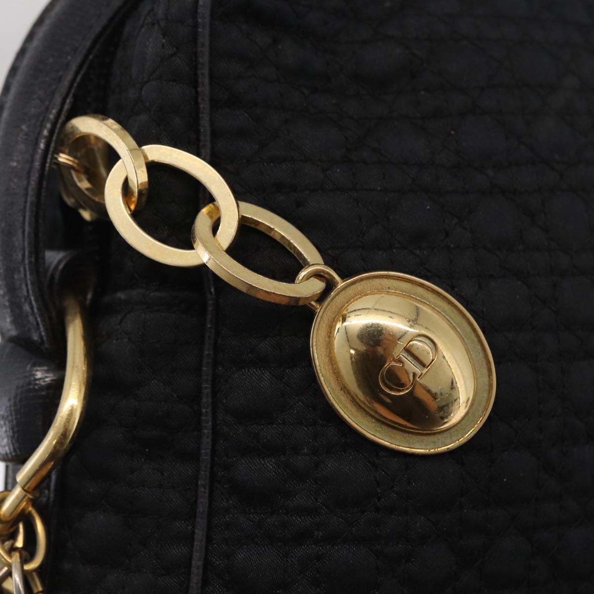 Christian Dior Canage Shoulder Bag Nylon Black Gold Tone Auth gh2397