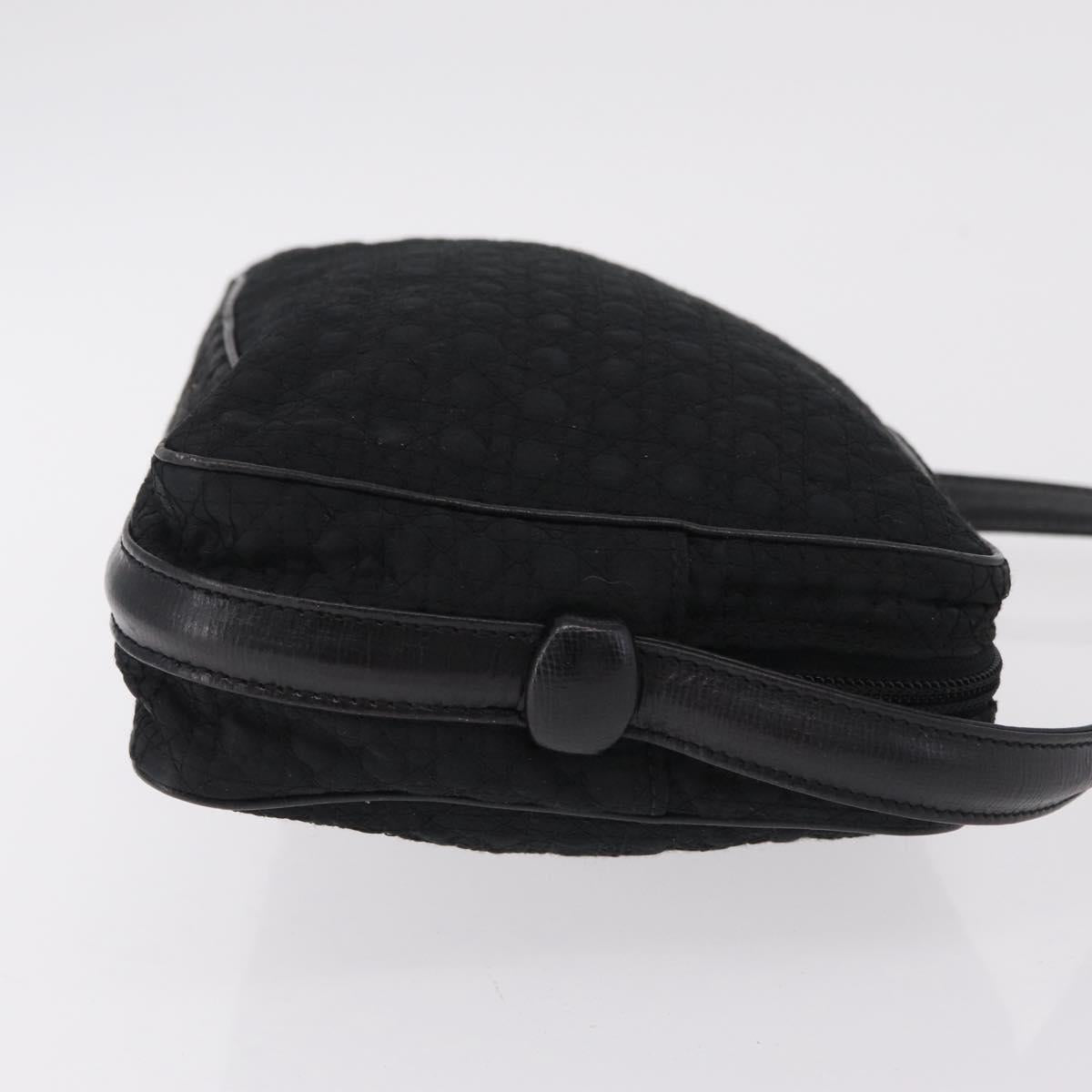 Christian Dior Canage Shoulder Bag Nylon Black Gold Tone Auth gh2397