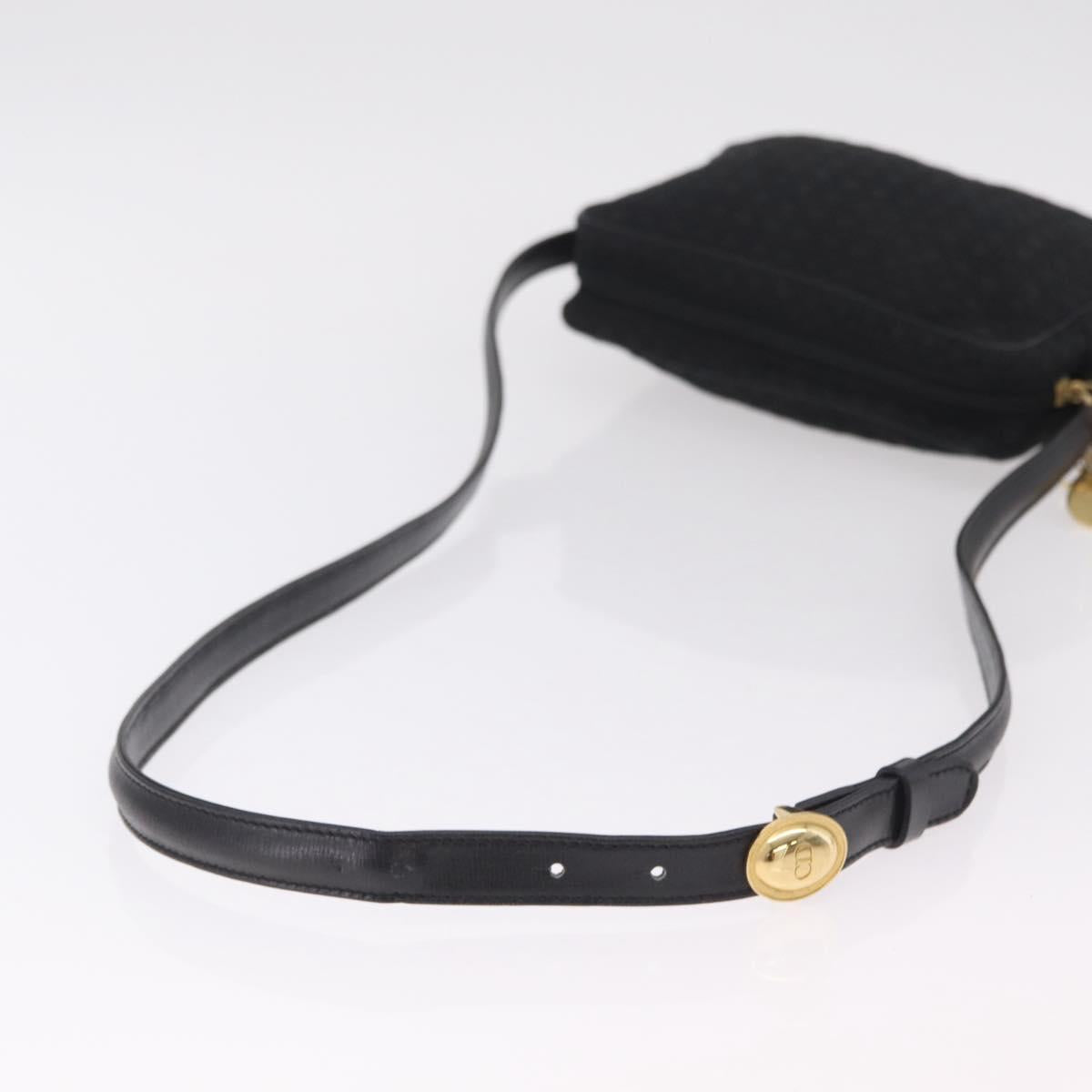 Christian Dior Canage Shoulder Bag Nylon Black Gold Tone Auth gh2397