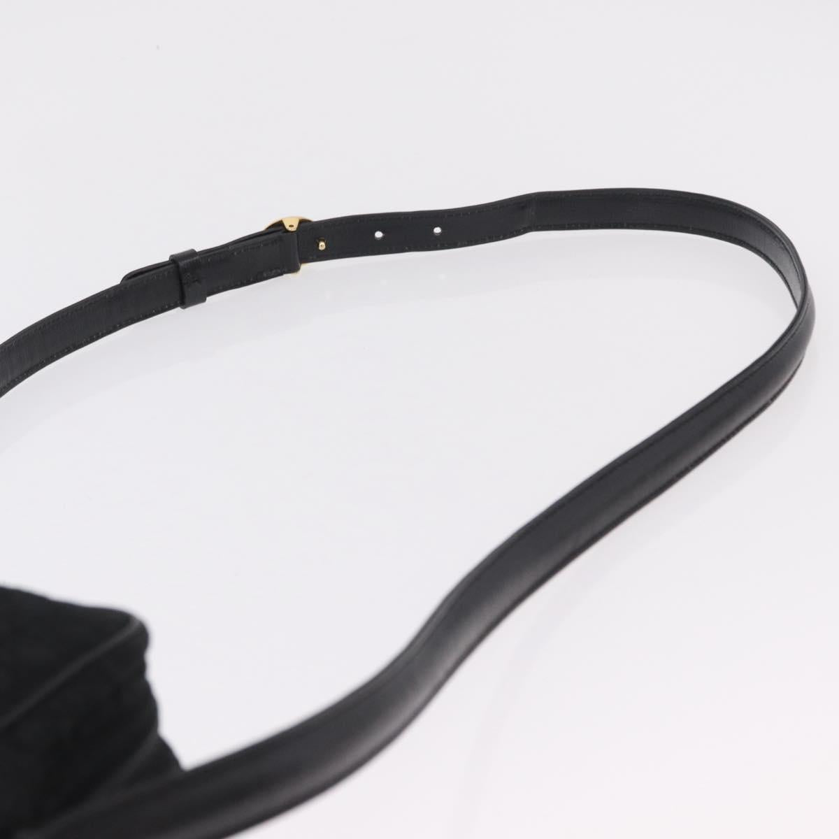 Christian Dior Canage Shoulder Bag Nylon Black Gold Tone Auth gh2397