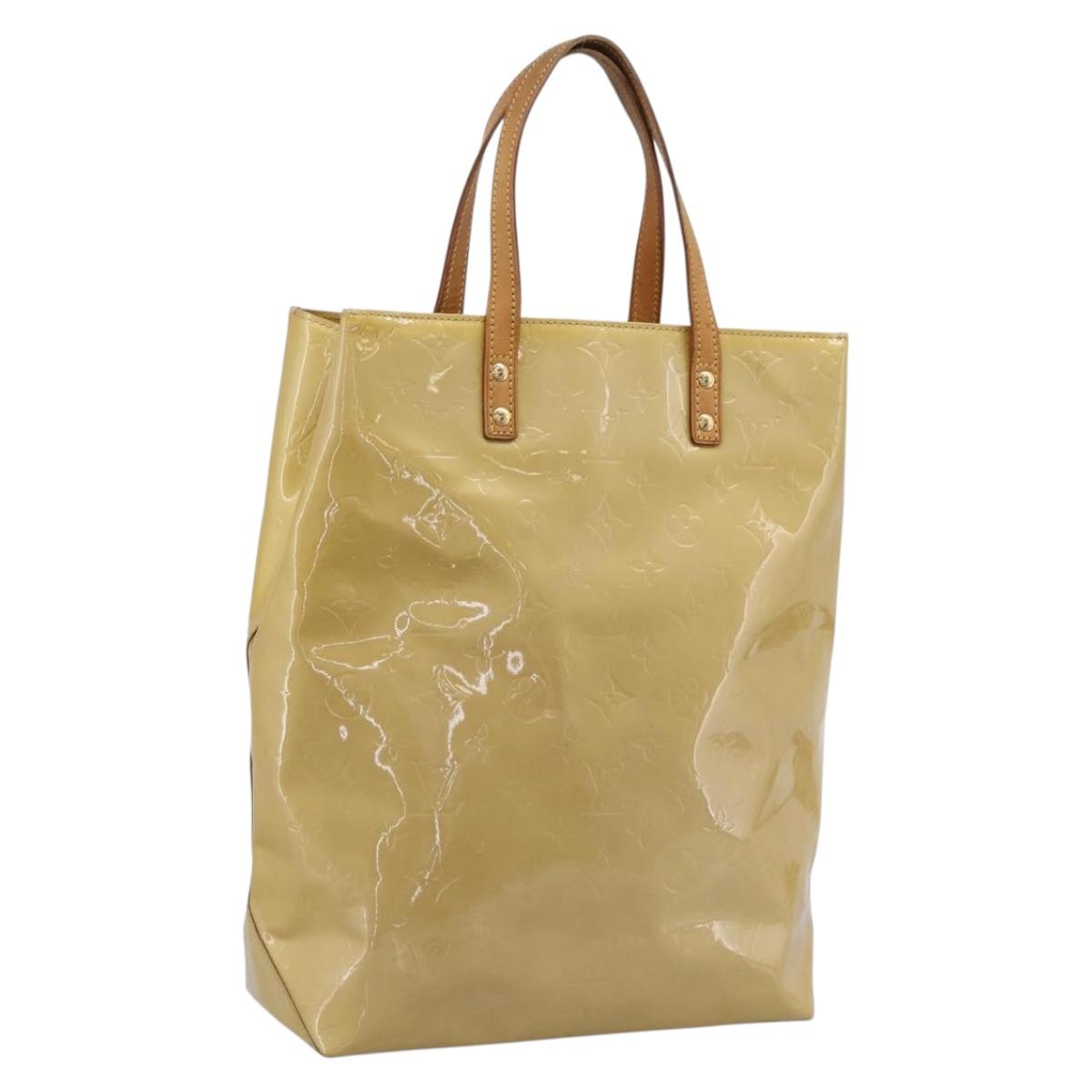 LOUIS VUITTON Monogram Vernis Reade MM Hand Bag Beige M91141 LV Auth gh2399