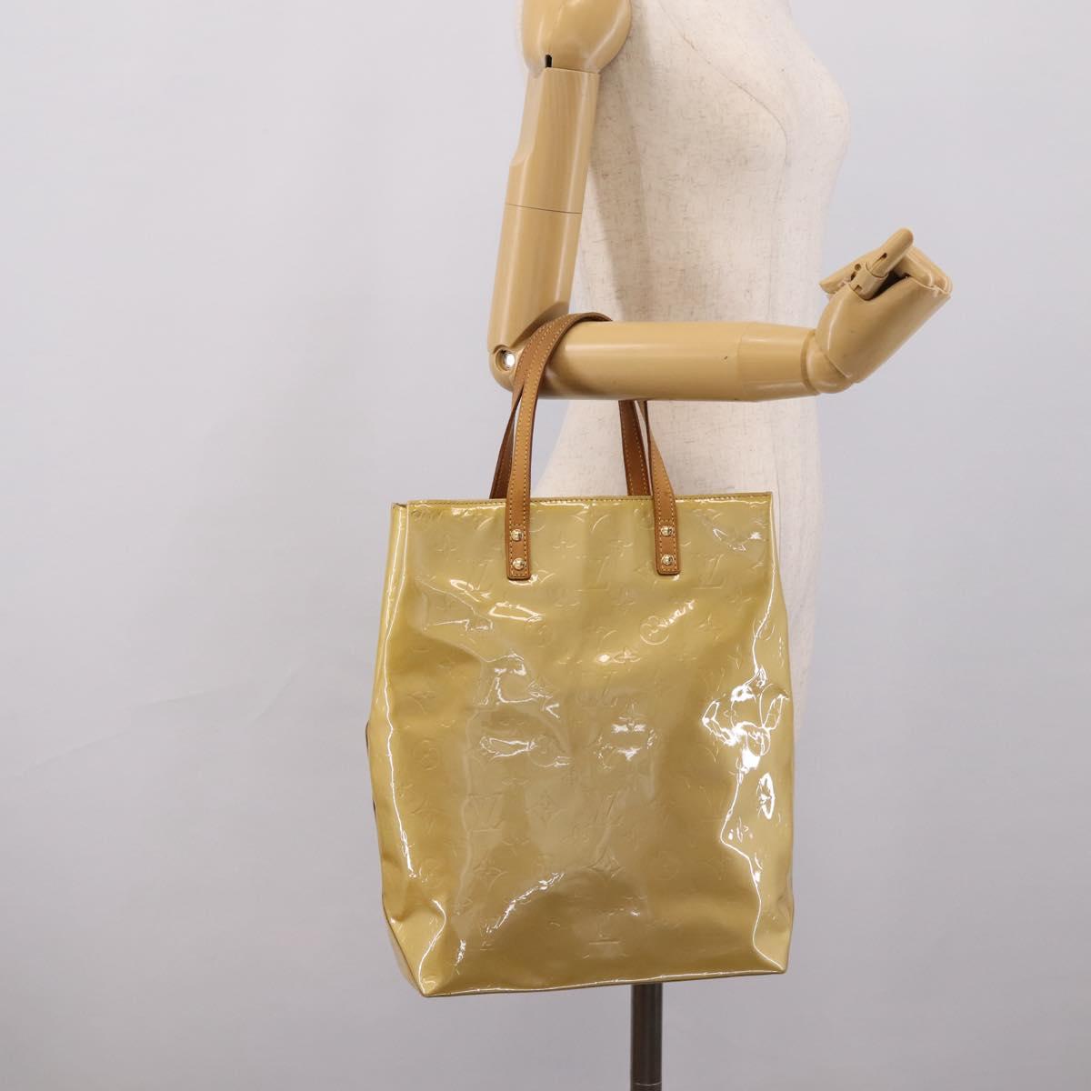 LOUIS VUITTON Monogram Vernis Reade MM Hand Bag Beige M91141 LV Auth gh2399