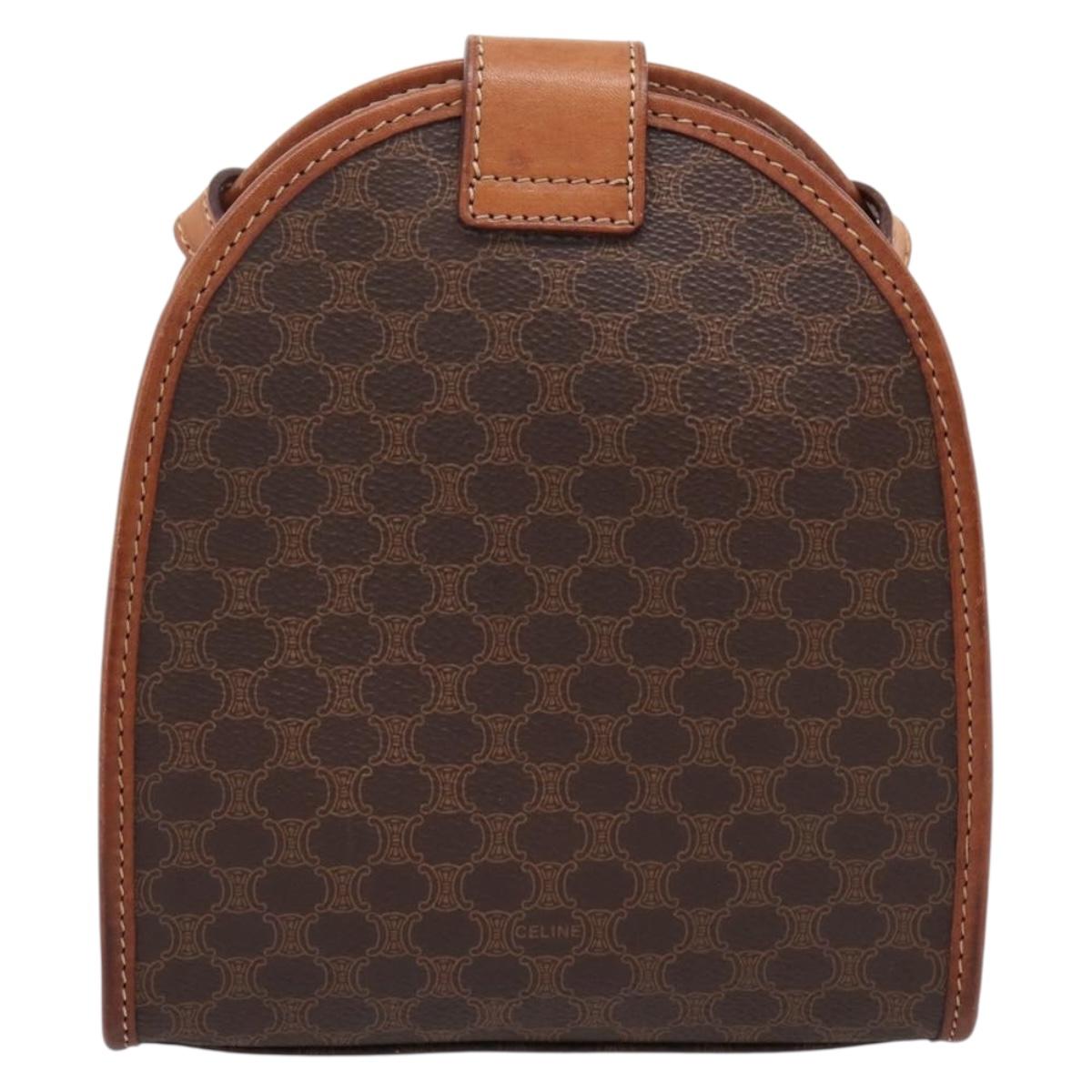 CELINE Macadam Shoulder Bag PVC Brown Gold Tone Auth gh2400