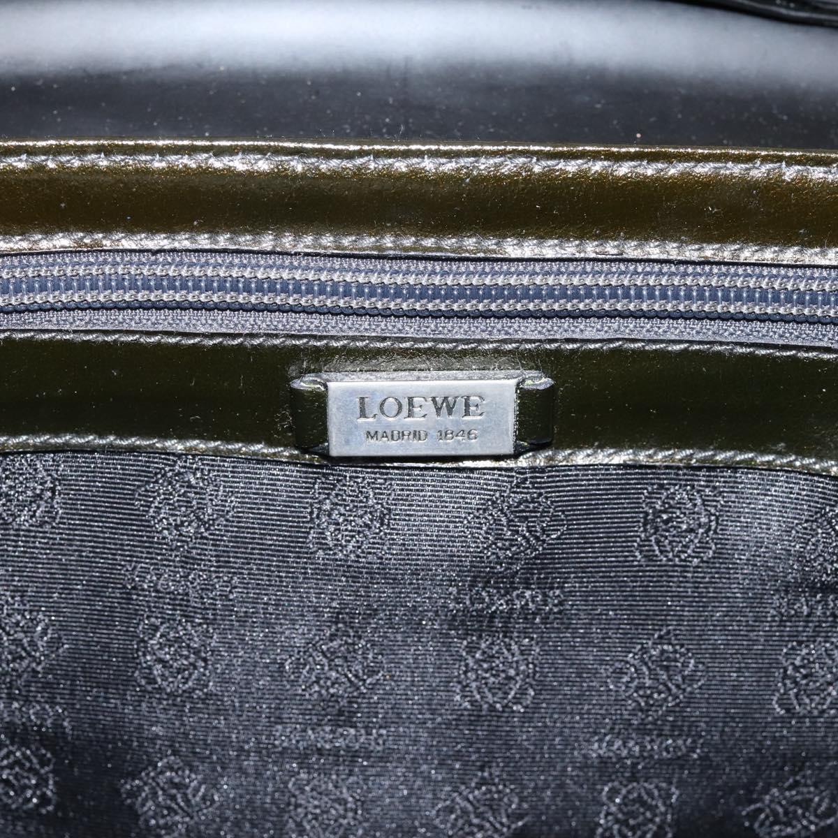 LOEWE Velazquez Hand Bag Leather 2way Green Silver Auth gh2401