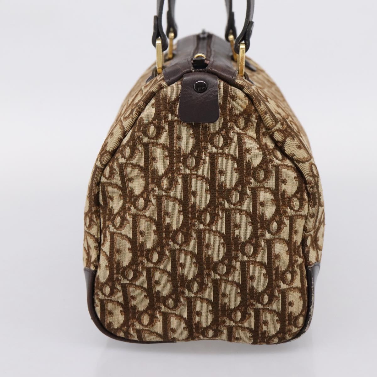Christian Dior Trotter Canvas Hand Bag Brown Gold Tone Auth gh2402