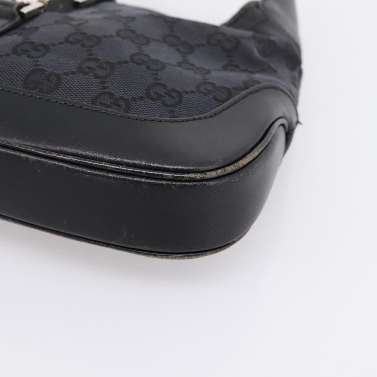 GUCCI GG Canvas Jackie Hand Bag Black 001 3735 Auth gh2405
