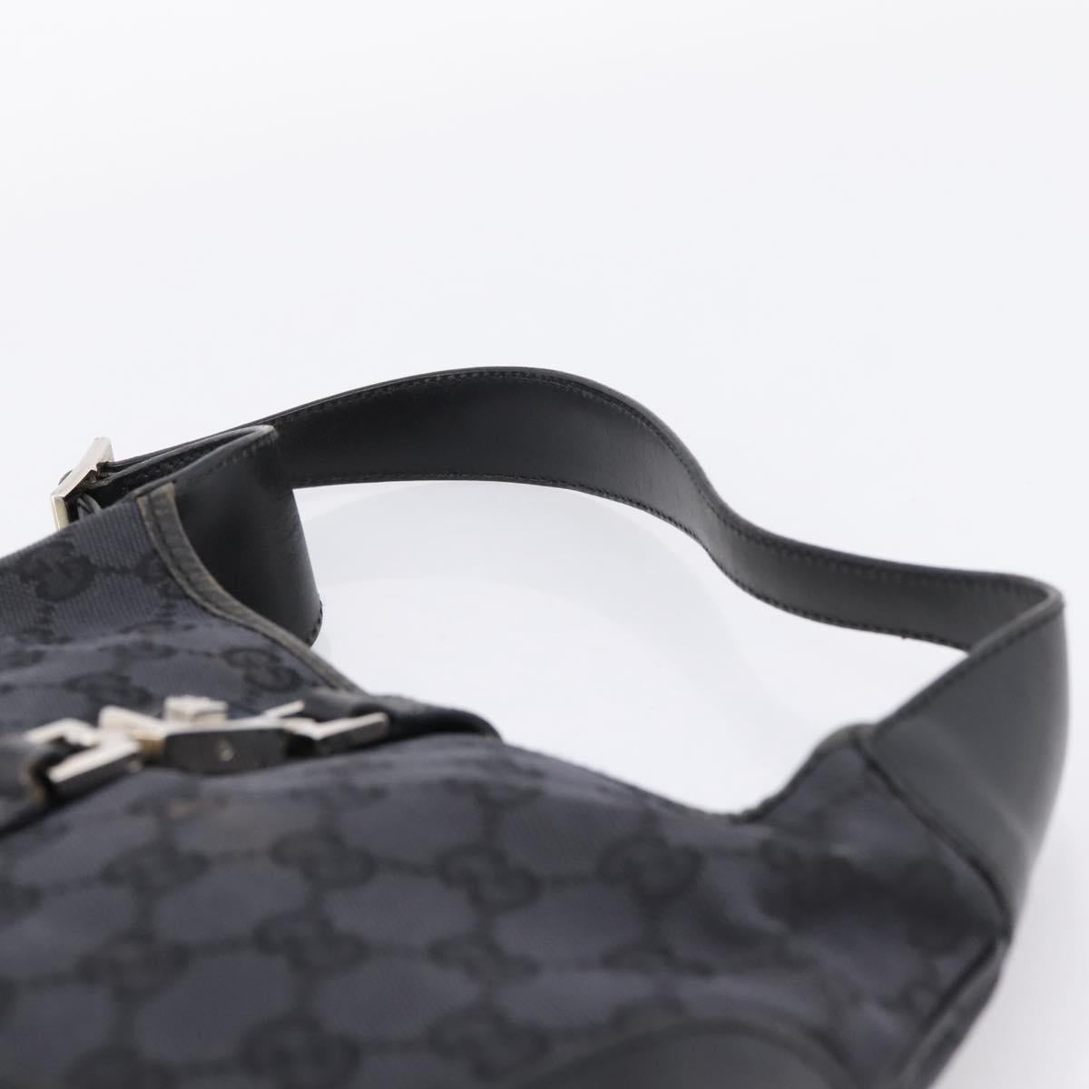 GUCCI GG Canvas Jackie Hand Bag Black 001 3735 Auth gh2405