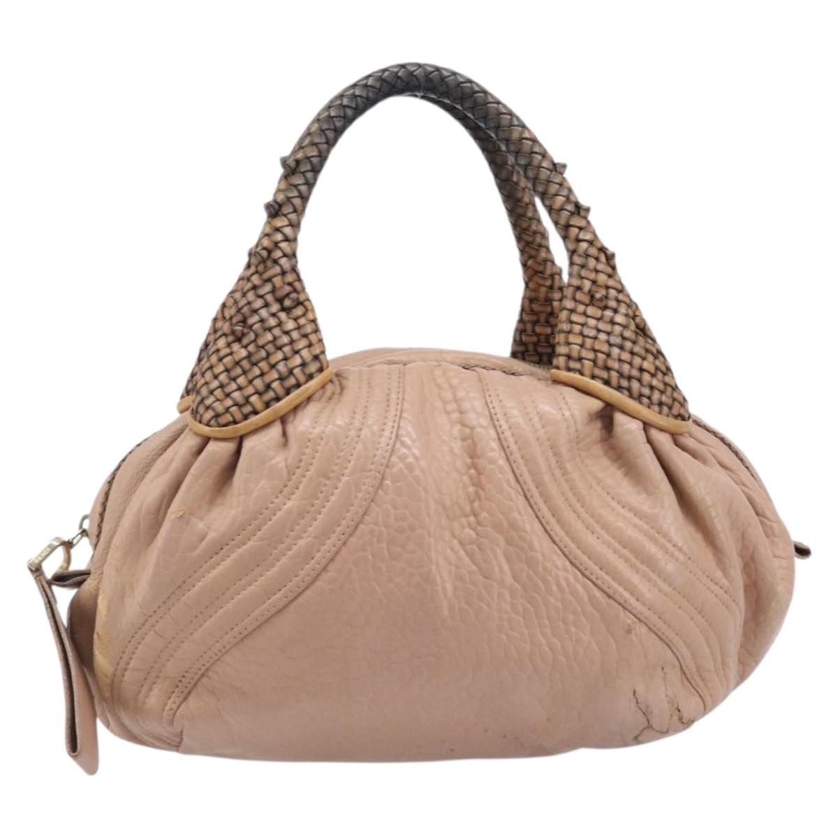 FENDI Spy Bag Hand Bag Leather Pink Gold Tone 8BL078 Auth gh2406