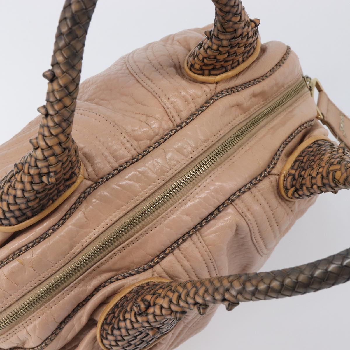 FENDI Spy Bag Hand Bag Leather Pink Gold Tone 8BL078 Auth gh2406