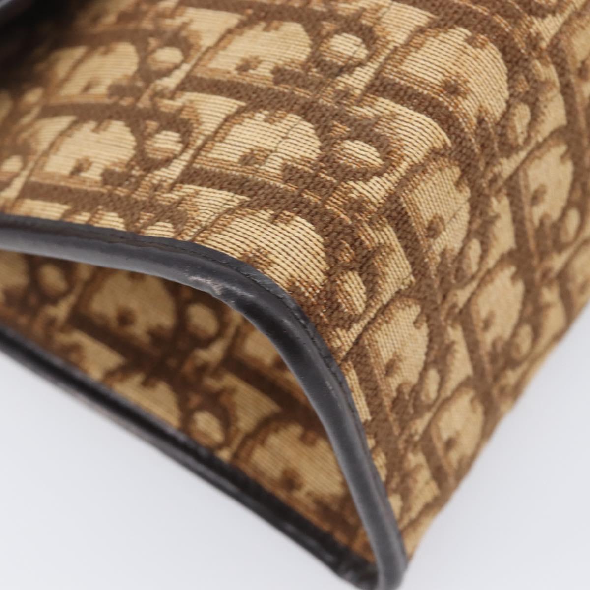 Christian Dior Trotter Canvas Shoulder Bag Brown Gold Tone Auth gh2408